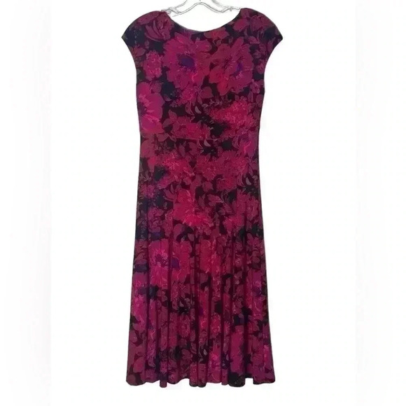 NWOT Lauren by Ralph Lauren Pink Floral Print Swing Dress Size 4 (D225) - Picture 5 of 8